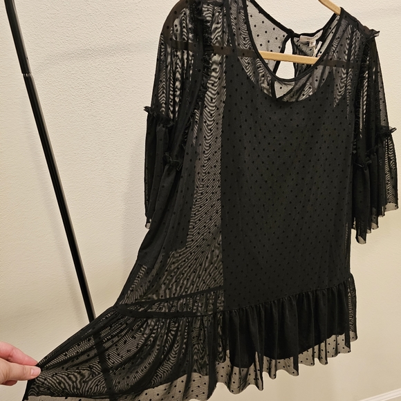 Black Swiss Dot Blouse - Picture 4 of 7